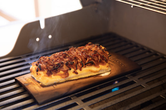 Planked Halibut with Caramelized Onions