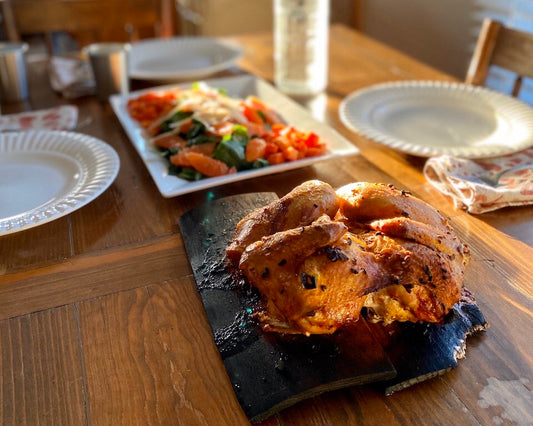 Hickory Planked Spatchcock Chicken with Turmeric