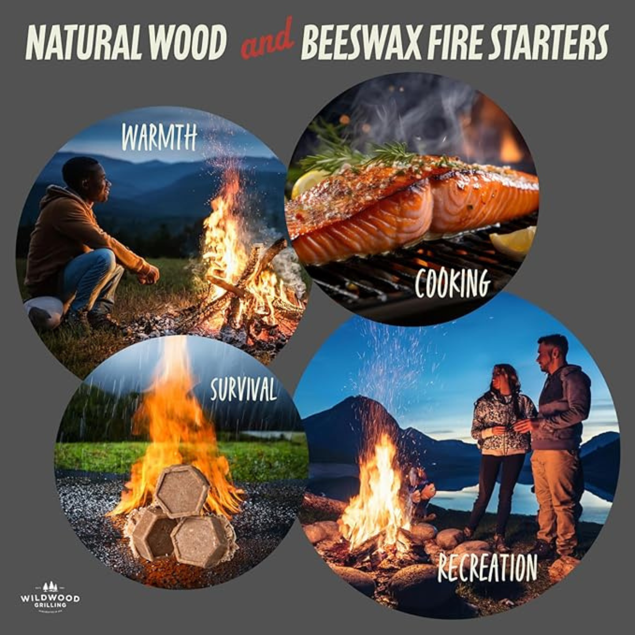 Natural Wood and Beeswax Fire Starters (20-Pack)
