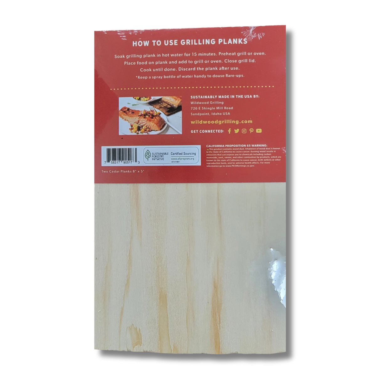 12 Pack of 5" x 8" Western Red Cedar Planks: 6, Retail Packaged 2-Packs
