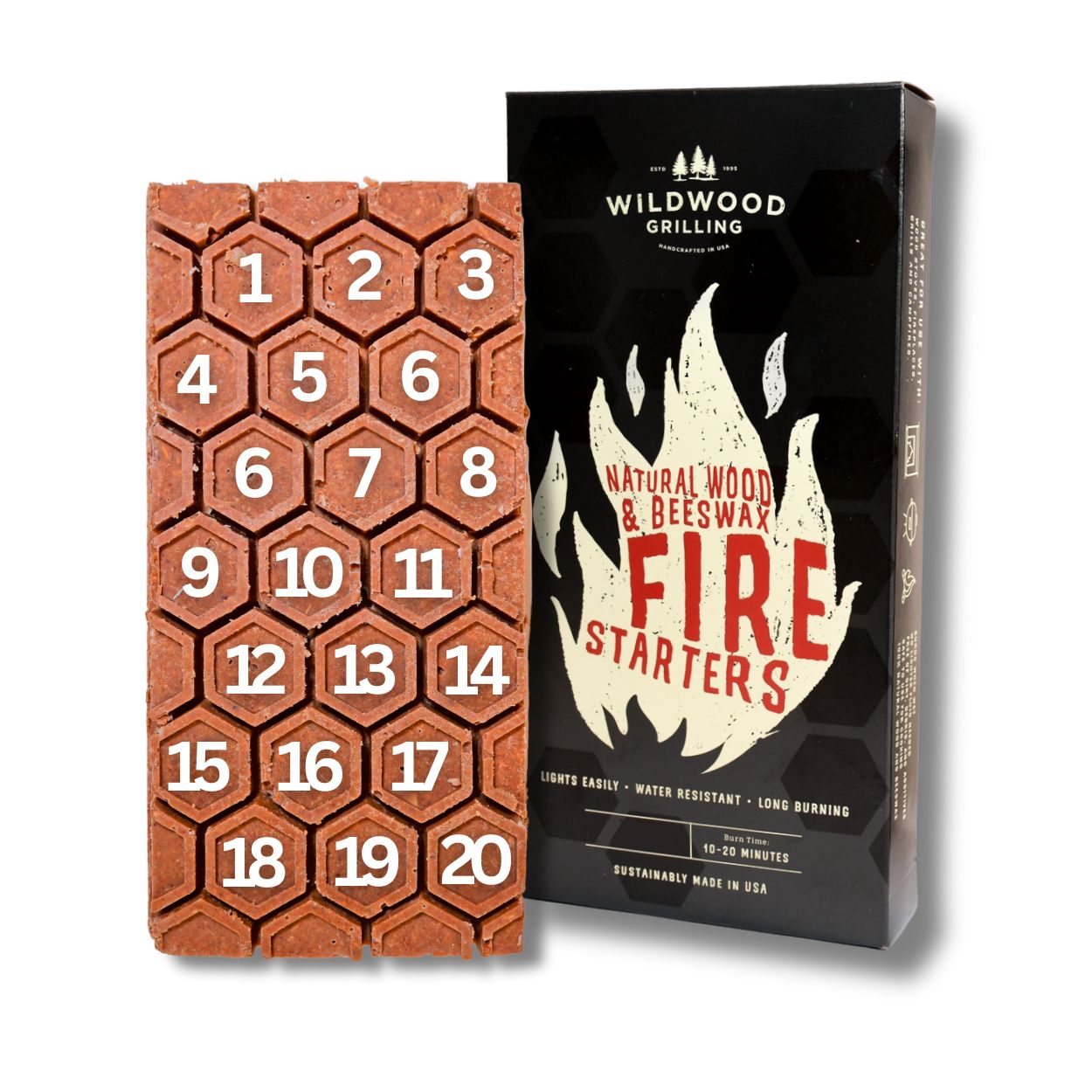Natural Wood and Beeswax Fire Starters (20-Pack)