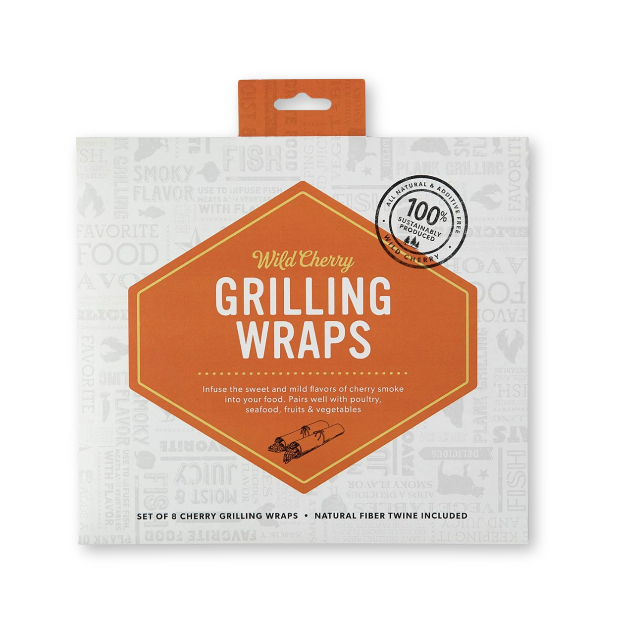 8-Pack of Cherry Grilling Wraps: 7.25" x 8" with Twine
