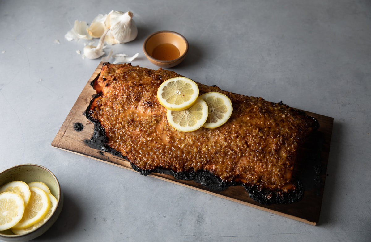 Cedar Planked Honey Mustard Salmon