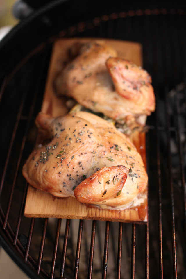 Planked Cornish Game Hens