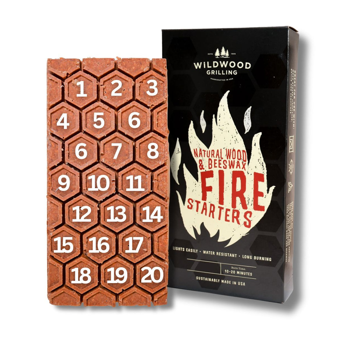 Natural Wood and Beeswax Fire Starters (20-Pack)