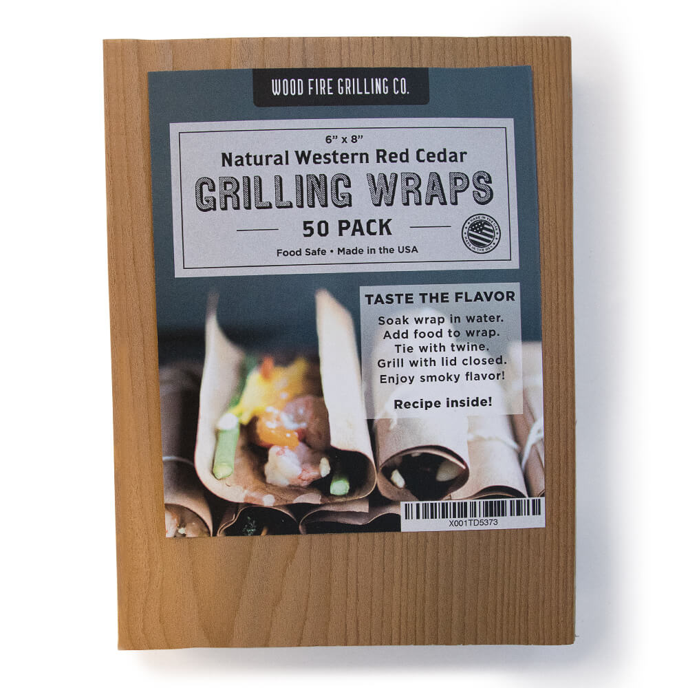 Wildwood Grilling 50-Pack Western Red Cedar Grilling Wraps, 6” x 8” with Natural Cooking Twine