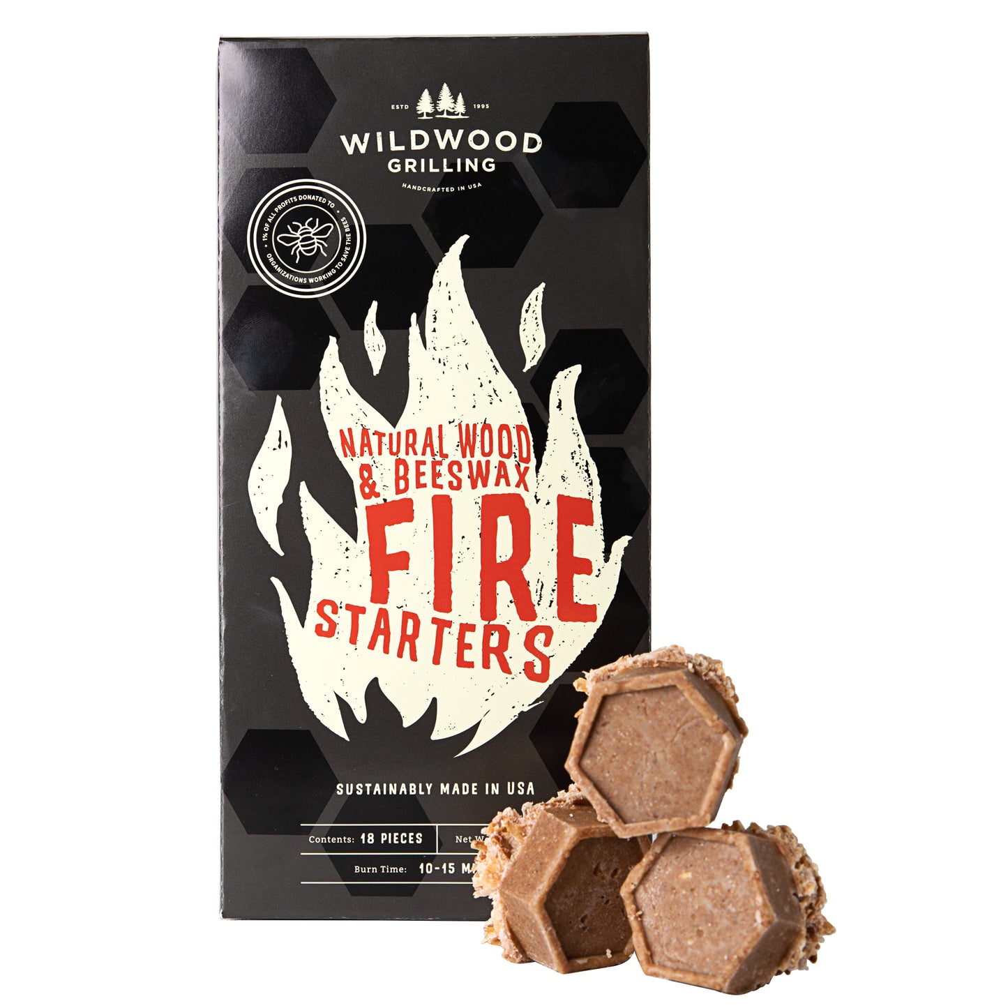 Natural Wood and Beeswax Fire Starters