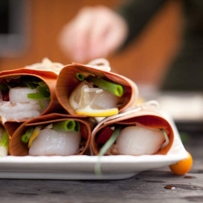 Wildwood Grilling Premium Cherry Grilling Wraps, 7.25” x 8” – 8 Pack with Natural Twine for Seafood, Chicken & Vegetables